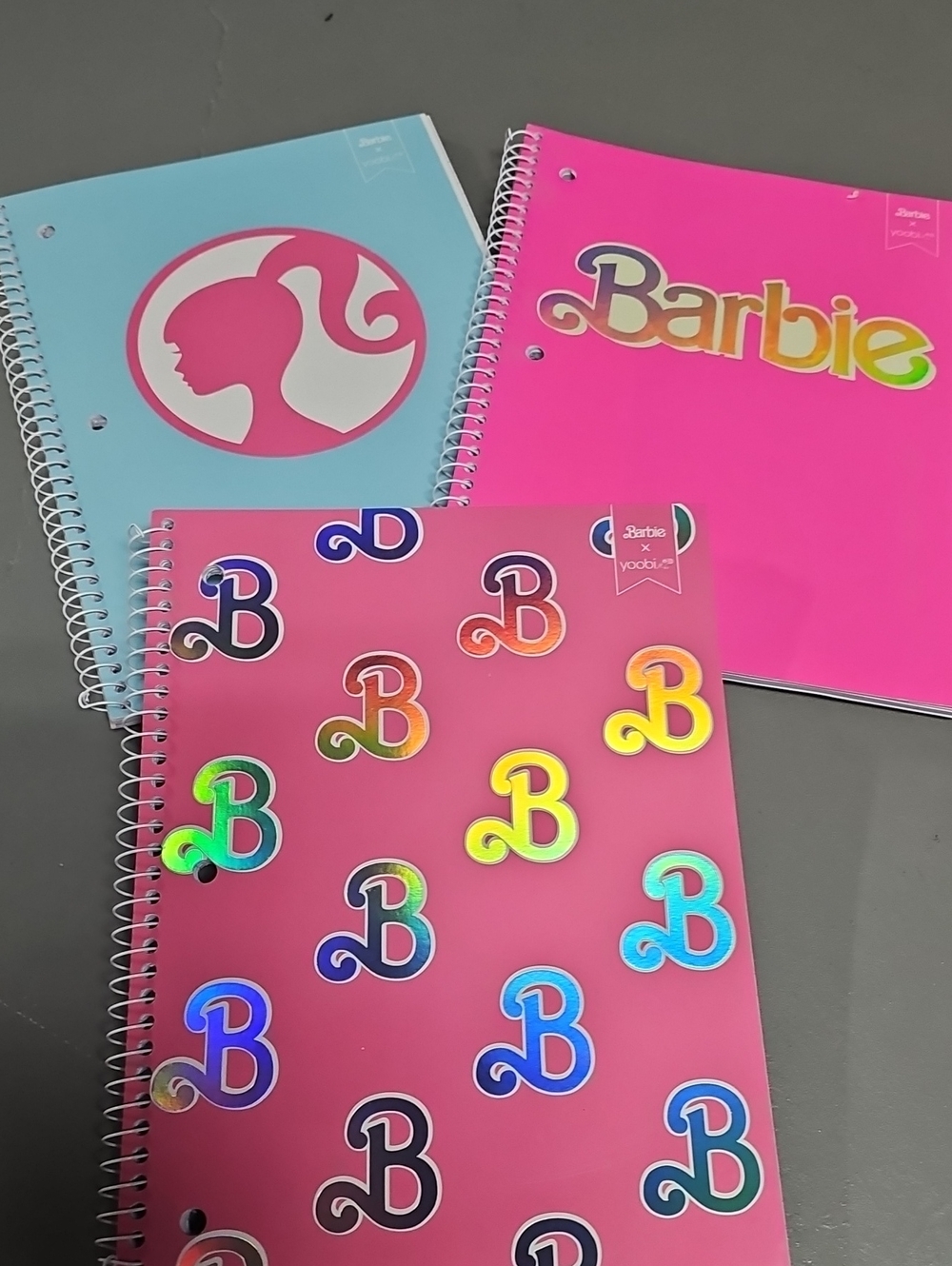 Barbie × Yoobi  Subject Notebook Journal College Ruled Holographic Barbie & Pen